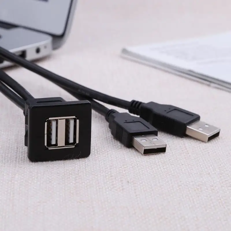 1 м двойной USB 2 0 A Автомобильный монтажный кабель папа мама Панель расширения
