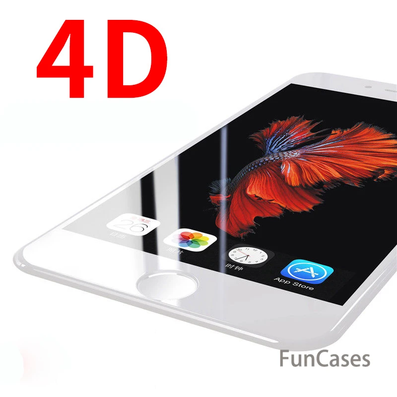 4D 9H закругленные края полное покрытие закаленное стекло для iPhone 7 6 S Plus Премиум