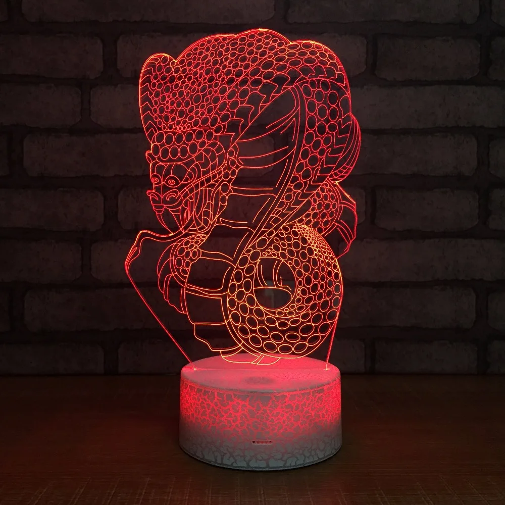 Новинка питон Форма Змеи 3D Светодиодная настольная лампа красочные ночные