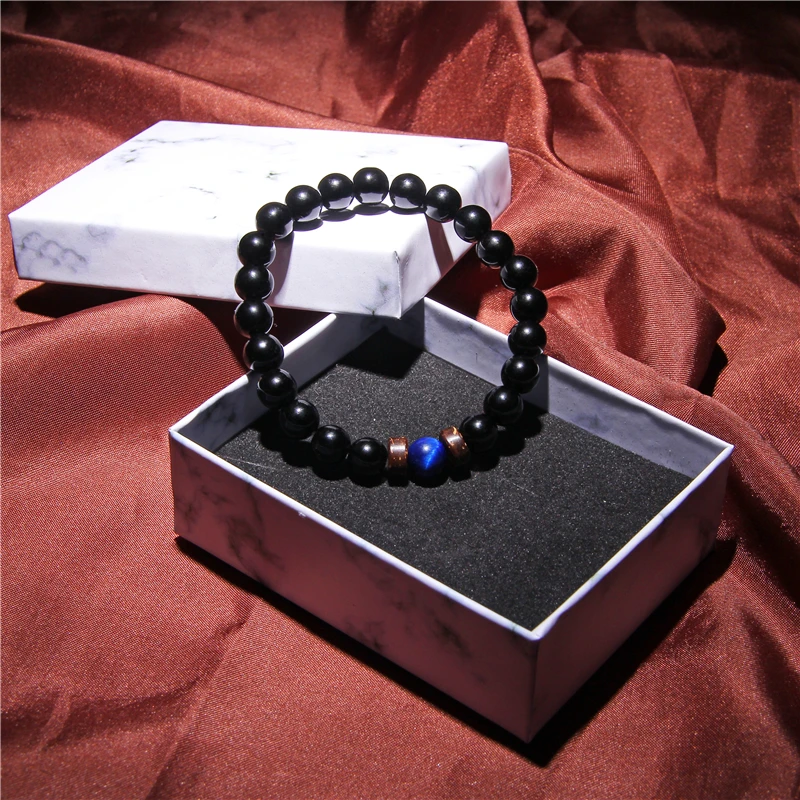 Мужской браслет натуральный черный оникс из бисера Будда модные деревянные