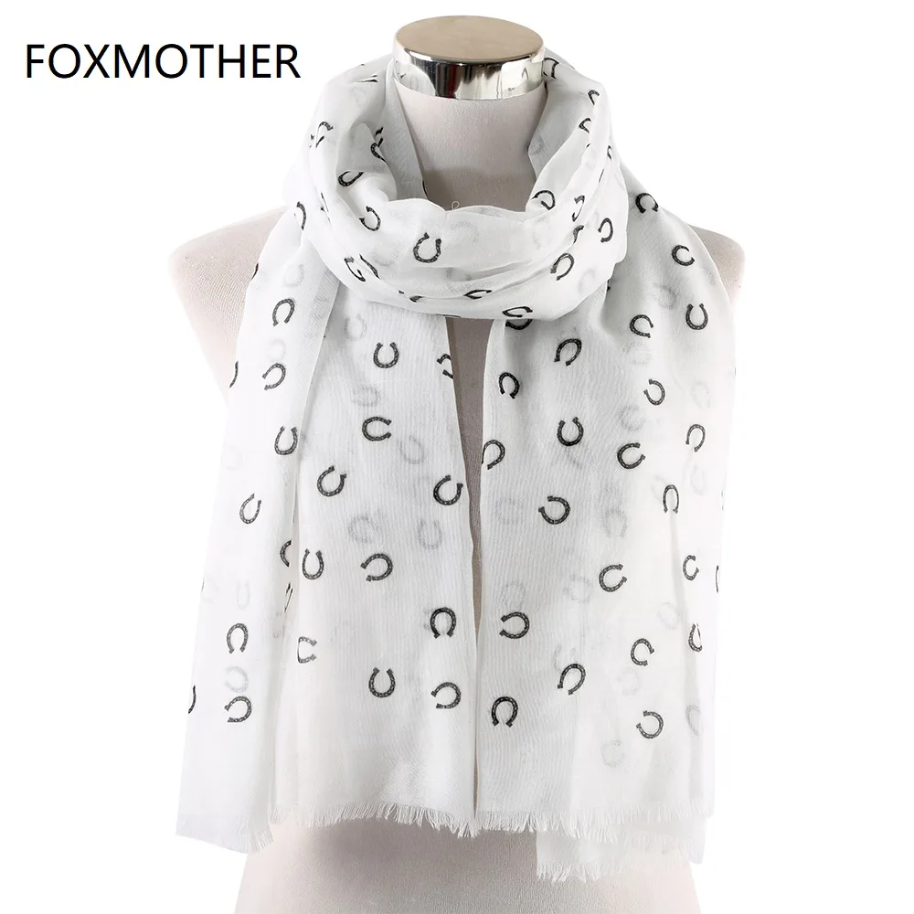 FOXMOTHER Винтаж Подкова в виде лошади шарфы белый темно-розовый цвет женский подарок весна зима аксессуары мягкие легкие шарфы