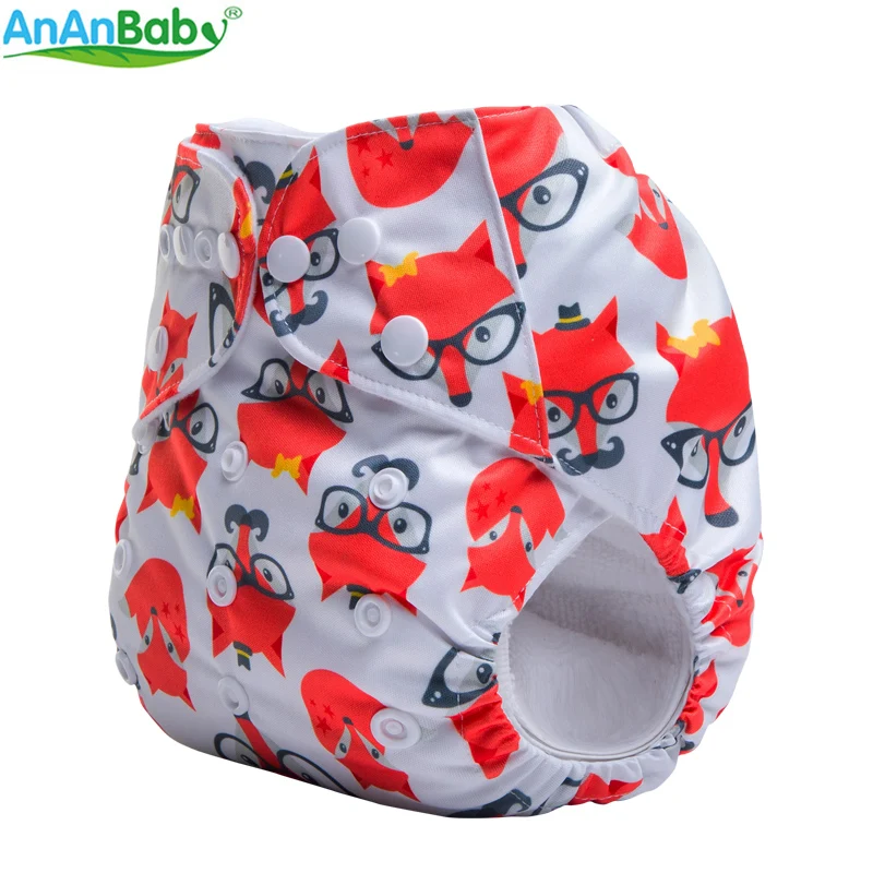 Ananbaby 1 шт. цифровые животные и Радуга подгузник с принтами подгузник Многоразовые водонепроницаемые PUL один размер подходит для всех детских тканевых подгузников