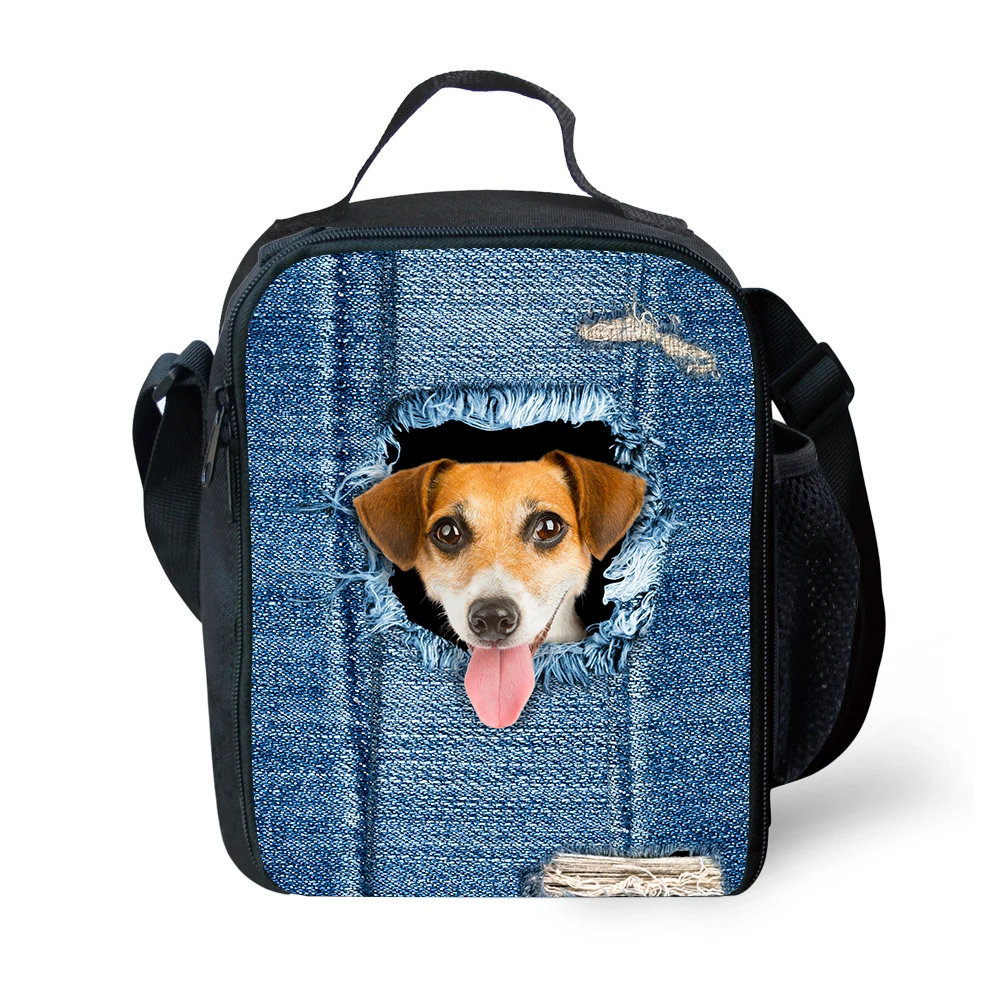 Портативный Малый мешок обеда с принтом кошек и собак Изолированные сумки-Кулеры