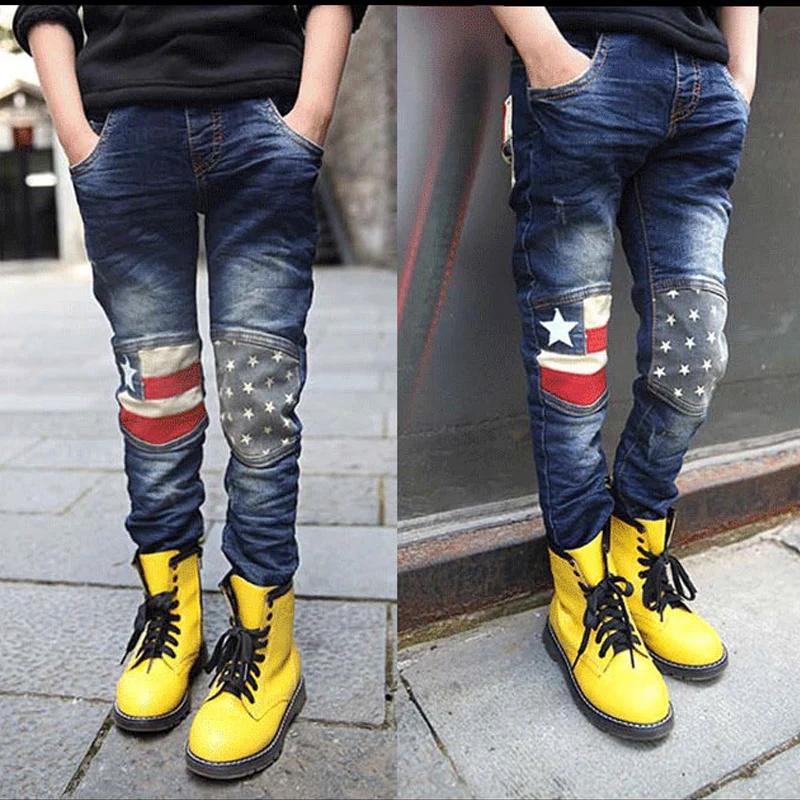 Autumn Spring Baby Boys Jeans Pants Kids Clothes Cotton Casual Children Trousers Teenager Denim Boys Clothes 4-15Year