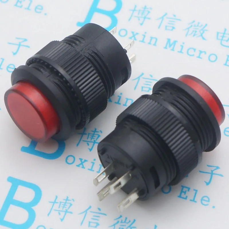 Red R16-503 - AD with lamp latching switch button / 16 mm round 3 a 250 v | Обустройство дома