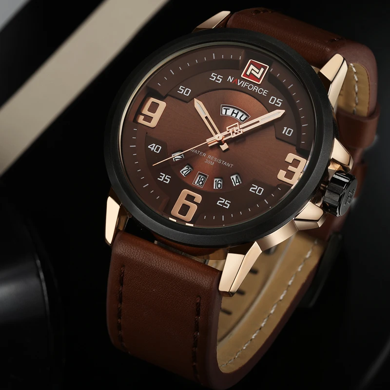 2016 NAVIFORCE Brand Analog Quartz Watch Men Waterproof Fashion Casual Sports Watches Man Leather Wristwatches Relogio Masculino | Наручные