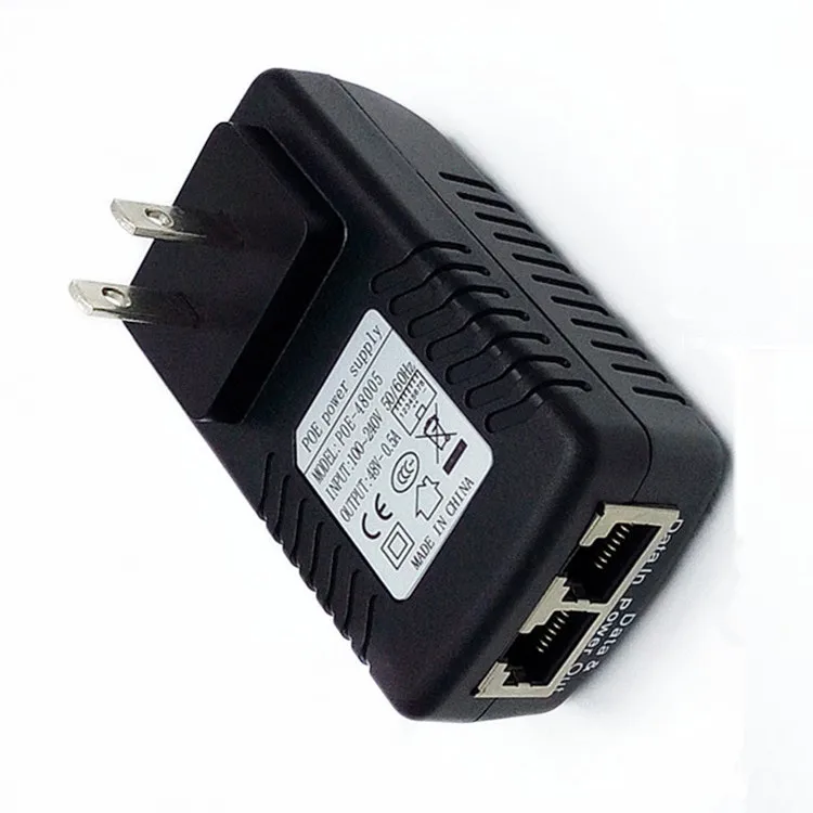 DC48V 0.5A 10/100 Мбит/с PoE Инжектор питания через Ethernet адаптер pin 4/5 (+) 7/8 (-) AC100-240V IP Камера