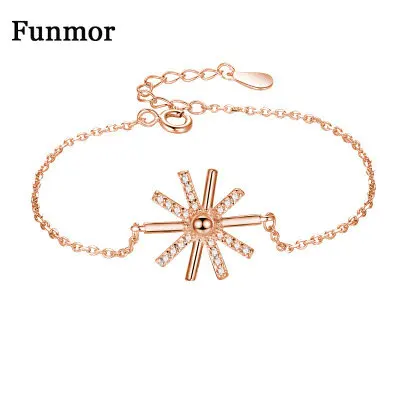 Funmor цепочка с цветочным узором из серебра 925 пробы браслет для женщин женские