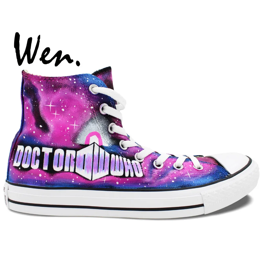 

Wen Design Custom Hand Painted Shoes Tardis Doctor Who Men Women's Birthday Gifts Pink High Top Canvas Sneakers