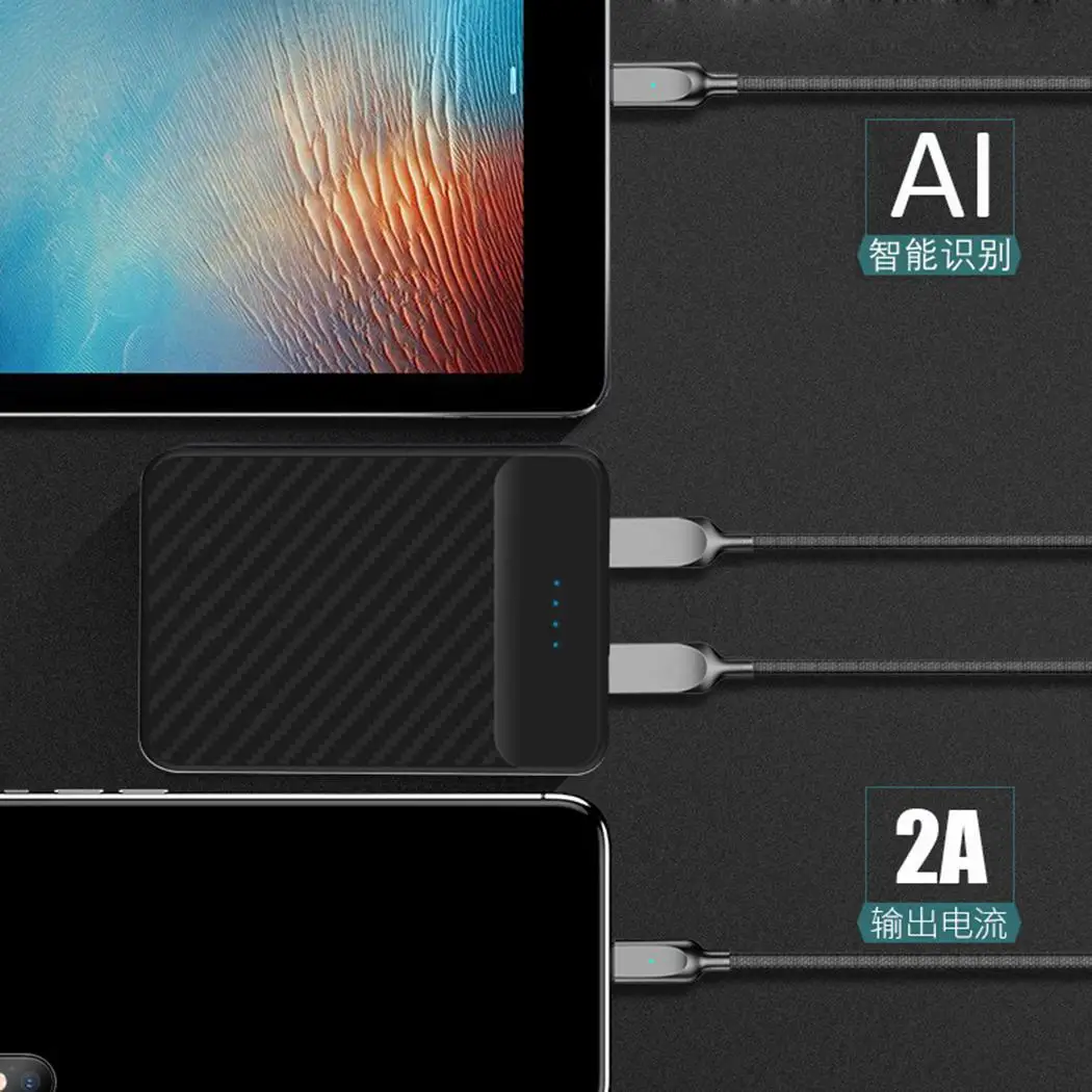 Мини Внешний аккумулятор 20000 мАч Двойной USB портативный зарядный ЖК дисплей