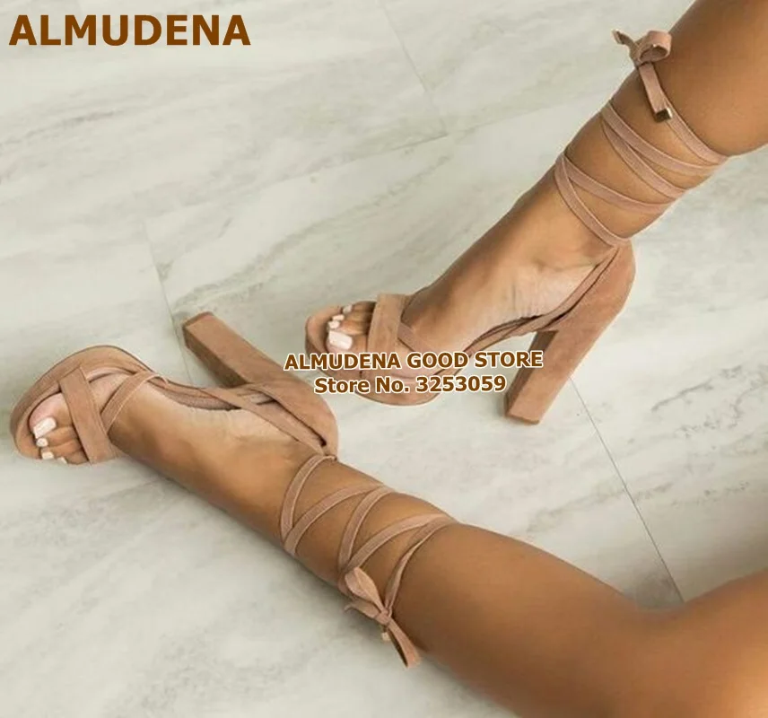 ALMUDENA/высококачественные желтые замшевые сандалии гладиаторы на платформе и