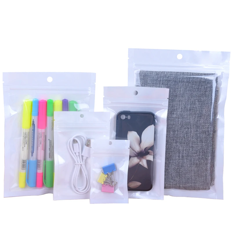 100Pcs Blue Clear Front Zip Lock Packaging Bags With Hang Hole Plastic Electronic Accessary Zipper Pouch for Retails Package | Дом и сад