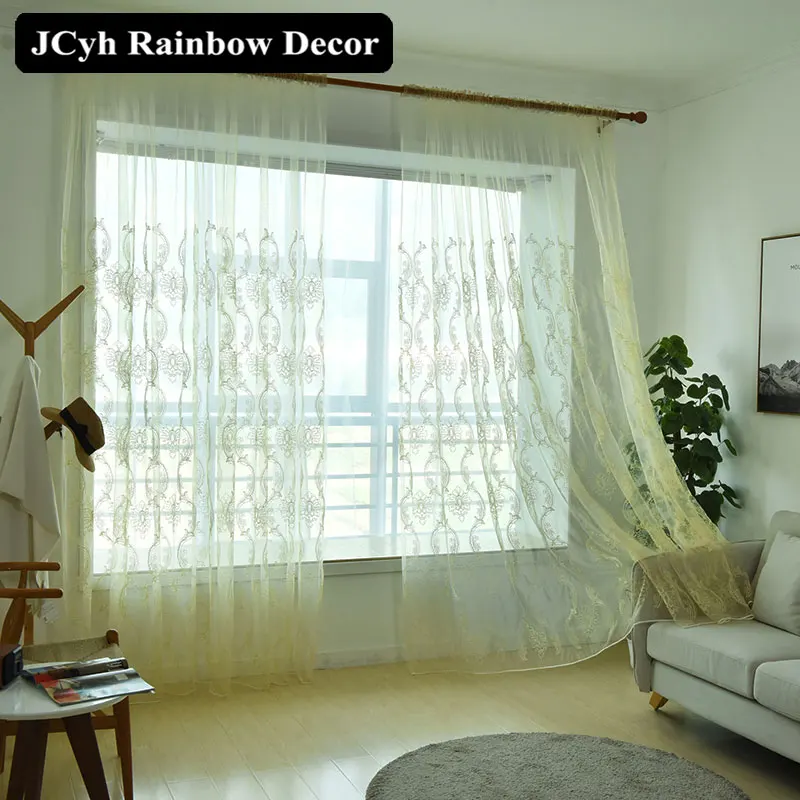 Цветочные тюлевые занавески с вышивкой для гостиной спальни в европейском стиле