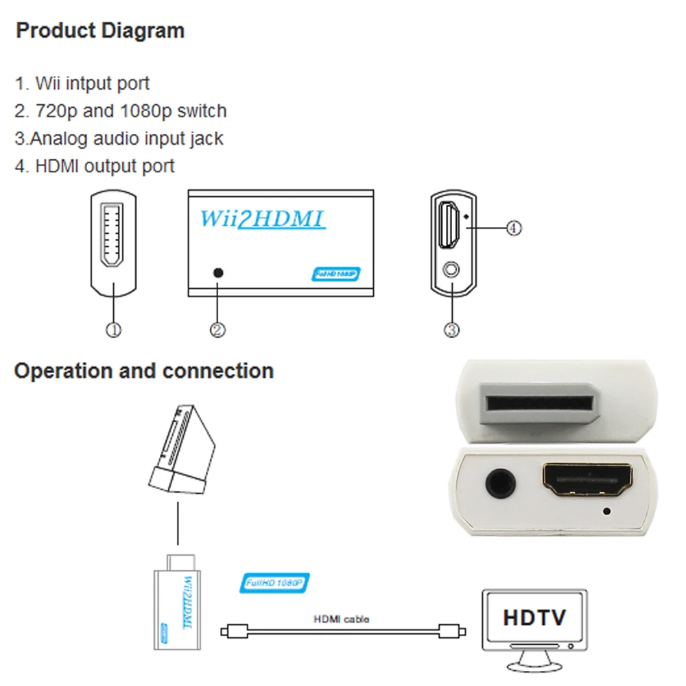 CE FCC адаптор-конвертер для wii к HDMI конвертер с аудио аналоговым в выход 720 P/1080 P ТВ