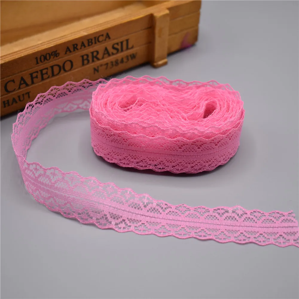 Rose red Высокое качество Белый 10 ярдов кружево, лента, тесьма ширина 28 мм Отделка DIY вышитый шнур для шитья украшения африканская кружевная ткань - Цвет: Rose red