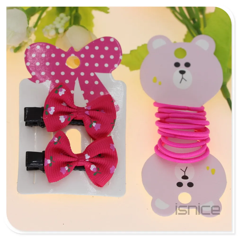 isnice Girls 2 Hair Clips +10 Bands Popular Set hair accessories gum for accessoire cheveux tie elastic kids | Детская одежда и
