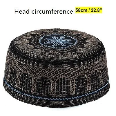 black blue 58cm Молитвенные шляпы мужские Kippot мусульманские исламские турецкие индийские молитвенные шляпы кепка Kippah Topi Kufi молитва Namaz шапочка Musulman - Цвет: black blue 58cm