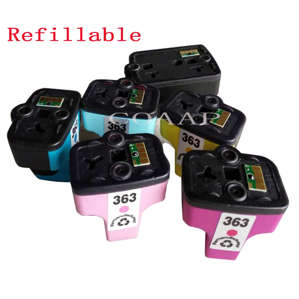 6pk совместимый hp 363 многоразовый чернильный картридж для PhotoSmart 3110 3310 C5140 7180 8250 C5188