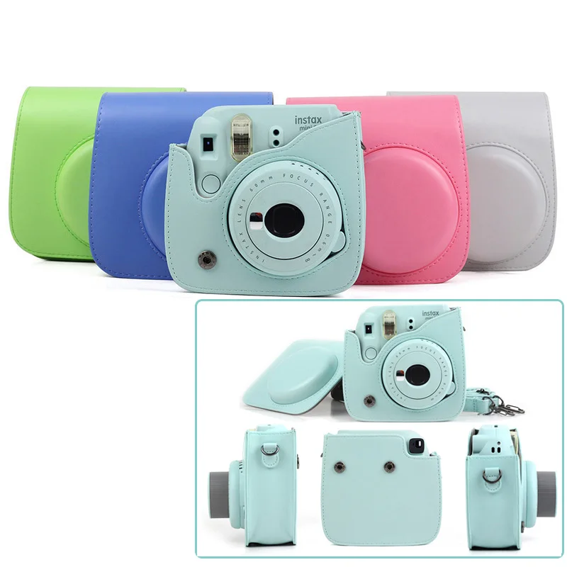 Protective Case Waterproof PU Leather Bag with Shoulder Strap+96 Pockets Photo Album for Fuji Fujifilm Instax Mini 9/8/7s Camera