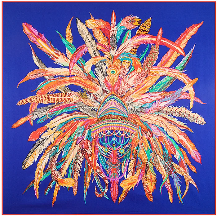 New Hot Brand Women Twill Silk Scarf Indian Feather Crown Print Kerchief Turban Headband Large Hijab Square Scarves |