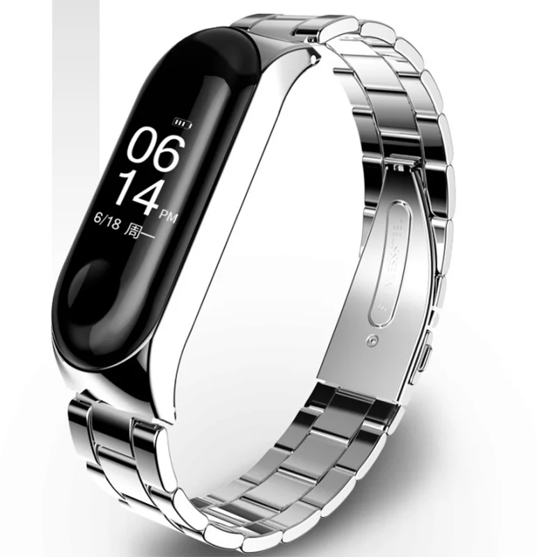 Смарт браслет с металлическим ремешком из нержавеющей стали ремешок для xio mi Band 3