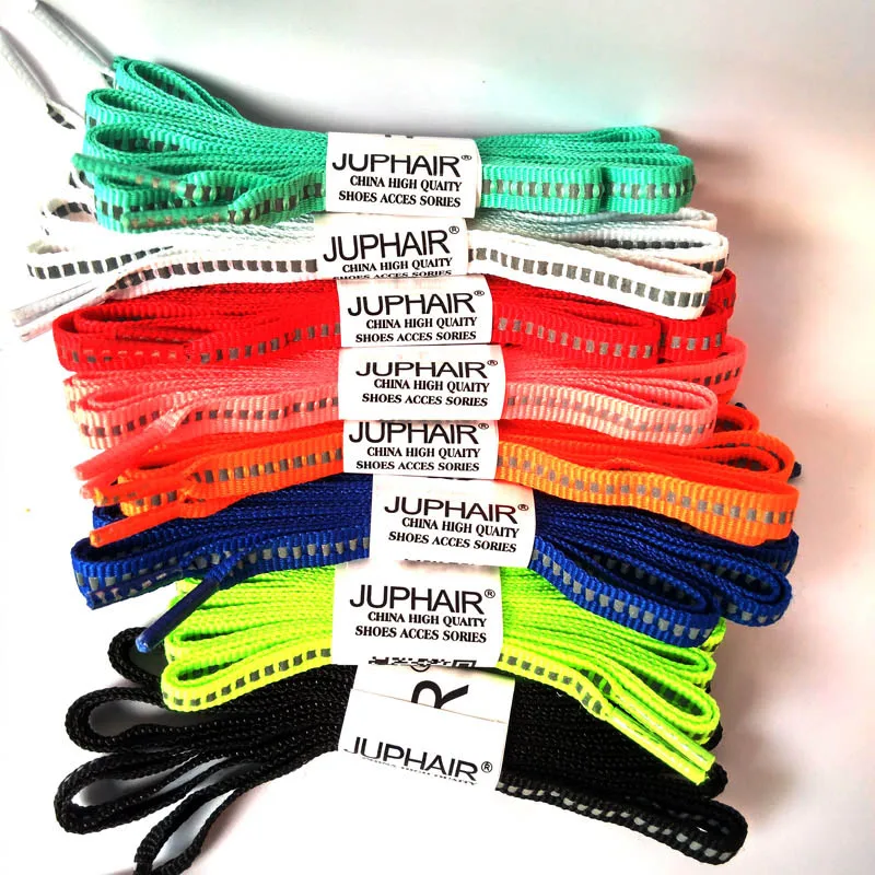 

N 1-12Pair Red New Arrival Sporty Flat Reflective Shoelaces Bootlaces Unisex For Sneakers Basketballs Canvas Shoes Sports Safty