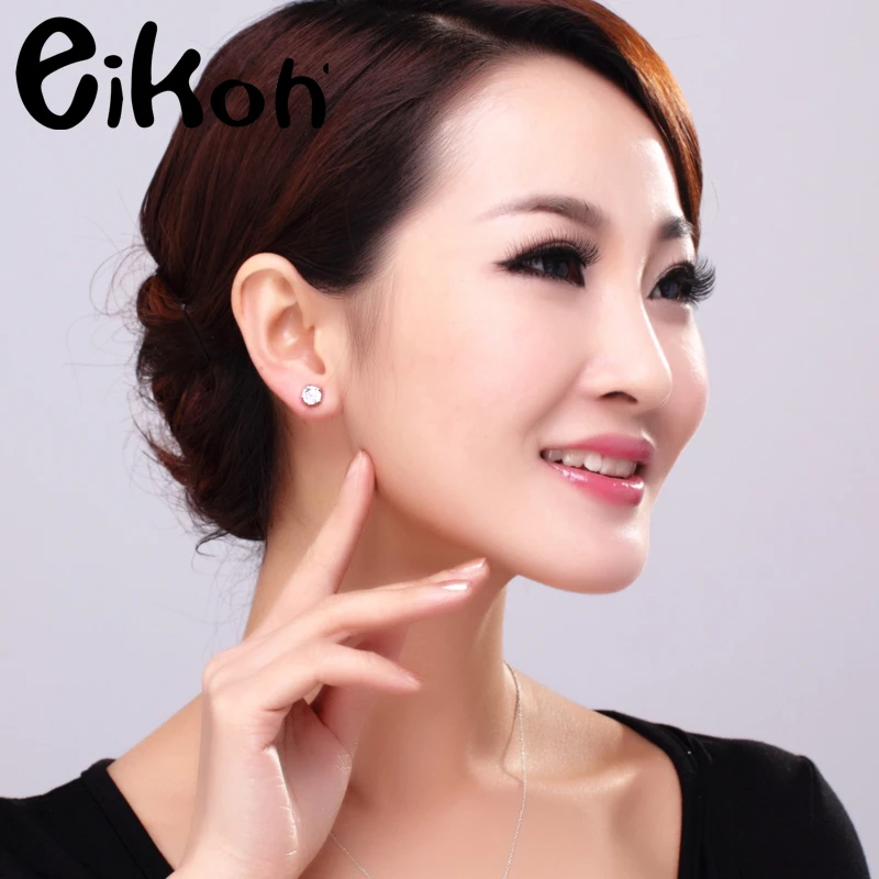Eikoh Fashion Women Earrings 4 Prong CZ Crystal Stud White Gold/Gold Color Classic Jewelry for Party Daily Ware Gift | Украшения и