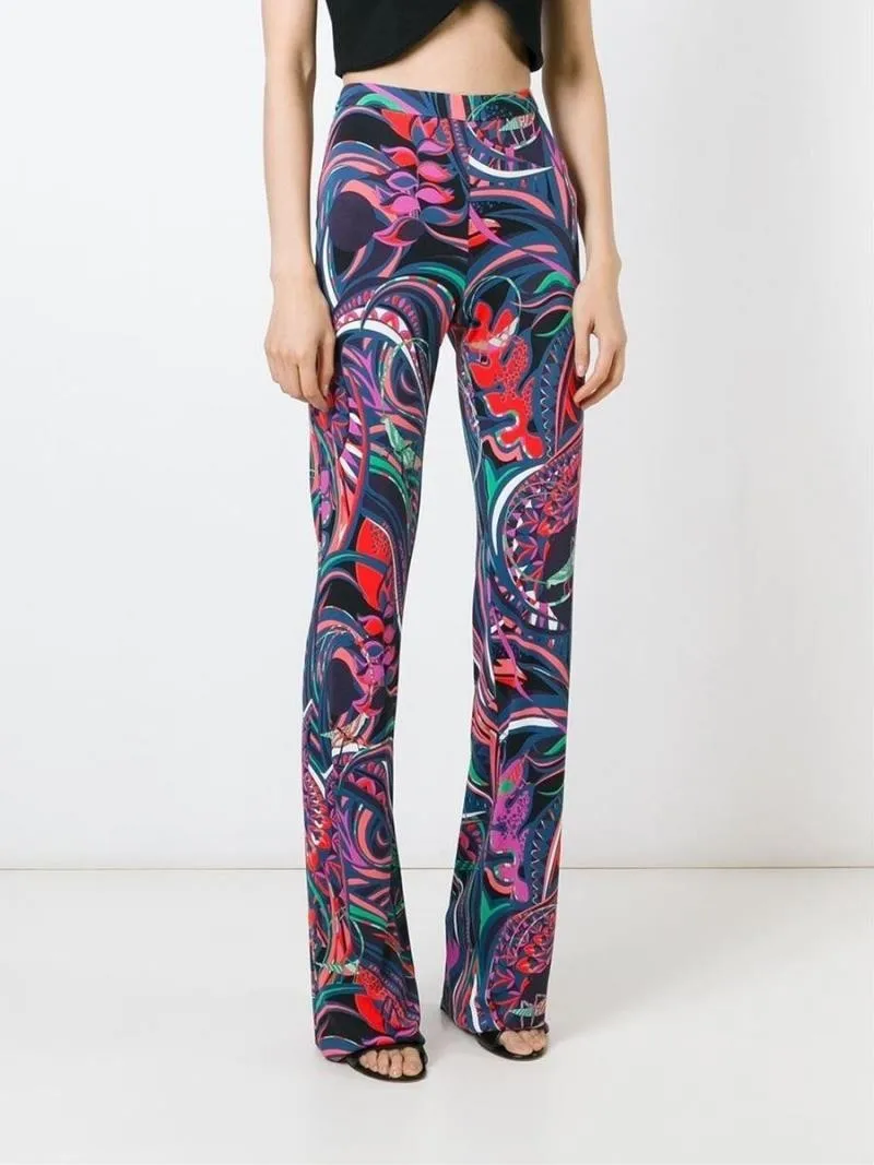 Европейский Идеальный ПЕЧАТНЫЕ STRETCH SLIM Штаны Slik Джерси Большие размеры xxl