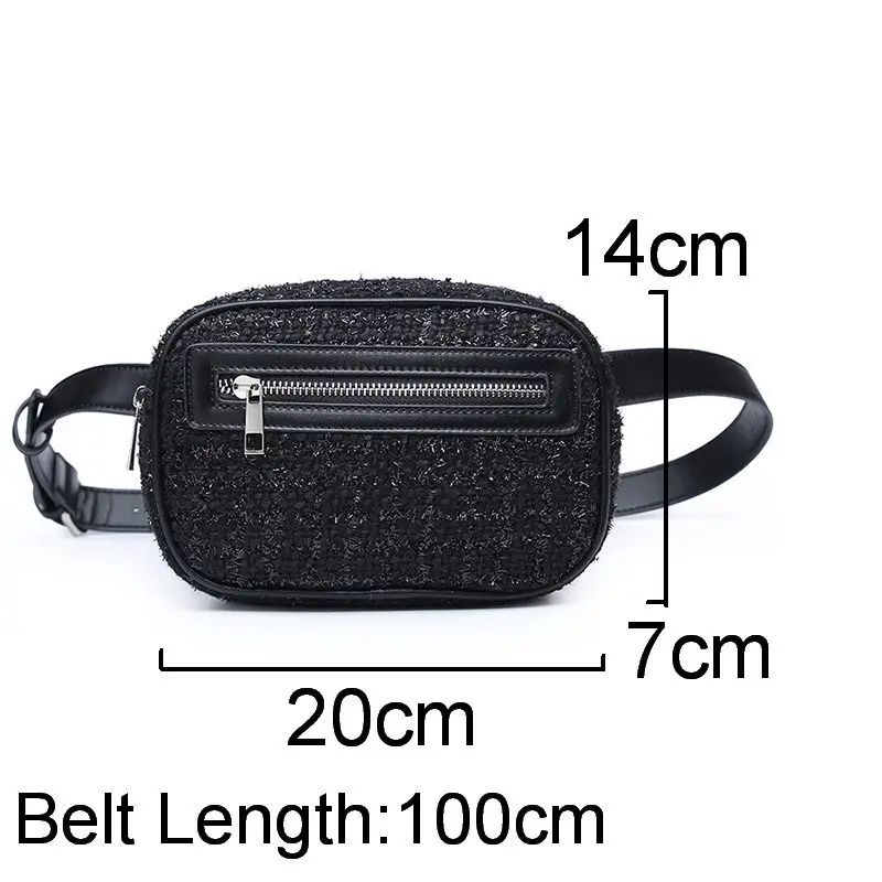 

DIINOVIVO Simple Fanny Pack Women New Fashion Wool Waist Bag Small Breast Bag For Women Casual Zipper Phone Bag Female WHDV1029