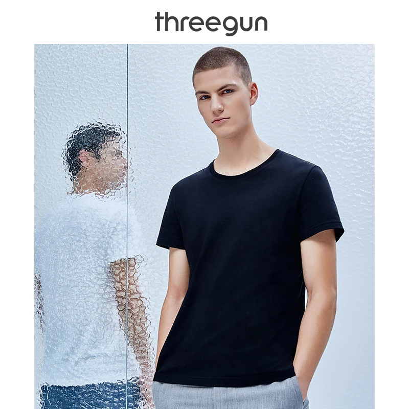THREEGUN мужской жилет ледяной чувство осушитель хлопок Круглый вырез нижнее белье