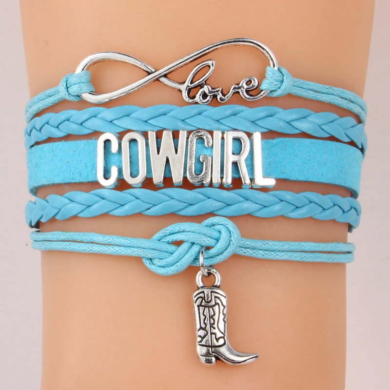 Бесконечность любовь ковбойские браслеты ботинки Очарование Воск кожа ручной