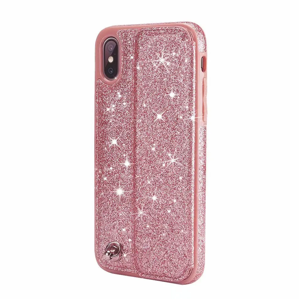 Чехол кошелек для iPhone Xs блестящий чехол мобильного телефона из искусственной