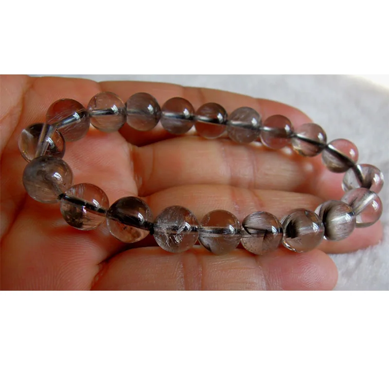 Natural Silver Brookite Rutilated Quartz Stretch Bracelet Round Beads 9mm | Украшения и аксессуары