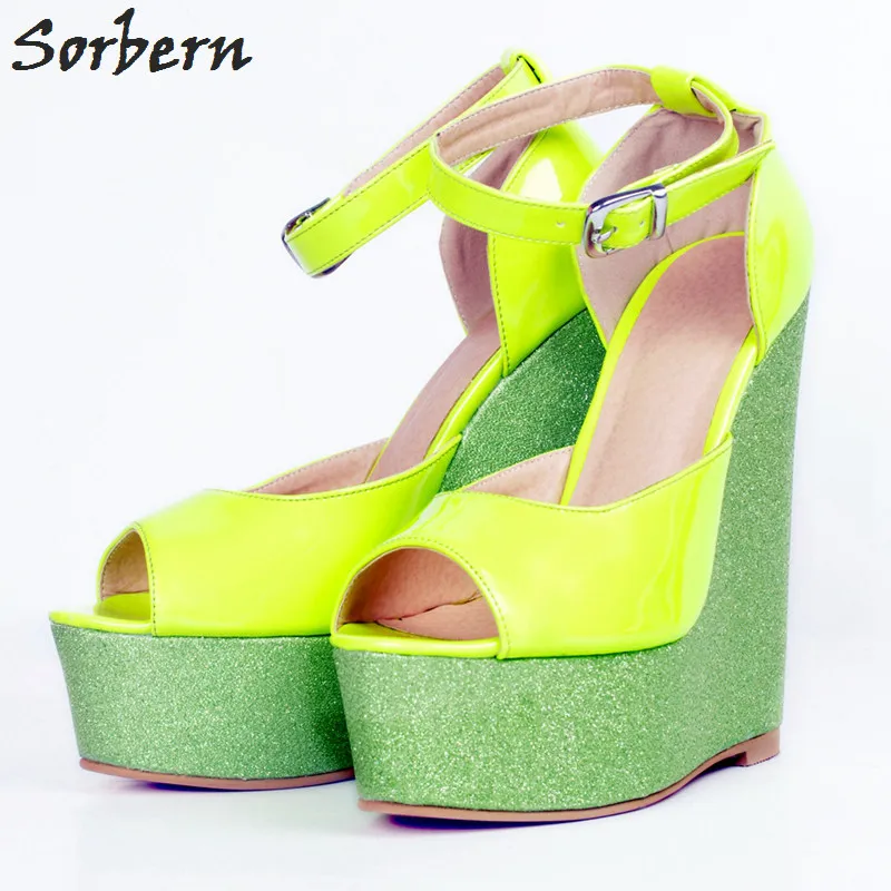 

Sorbern Women Platform Wedges Pumps Shoes Plus Size Big Sexy High Heels Buckle Strap Peep Toe Zapatos Mujer Platform Shoes