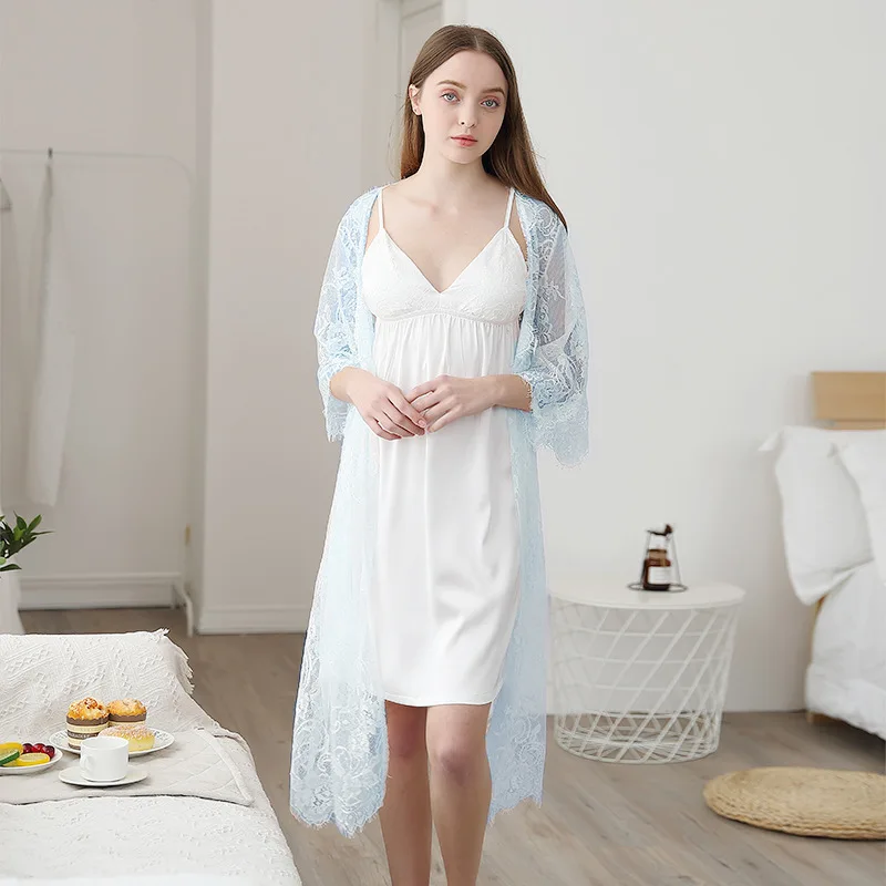 Женское кружевное платье с вышивкой ночная рубашка без рукавов v образным