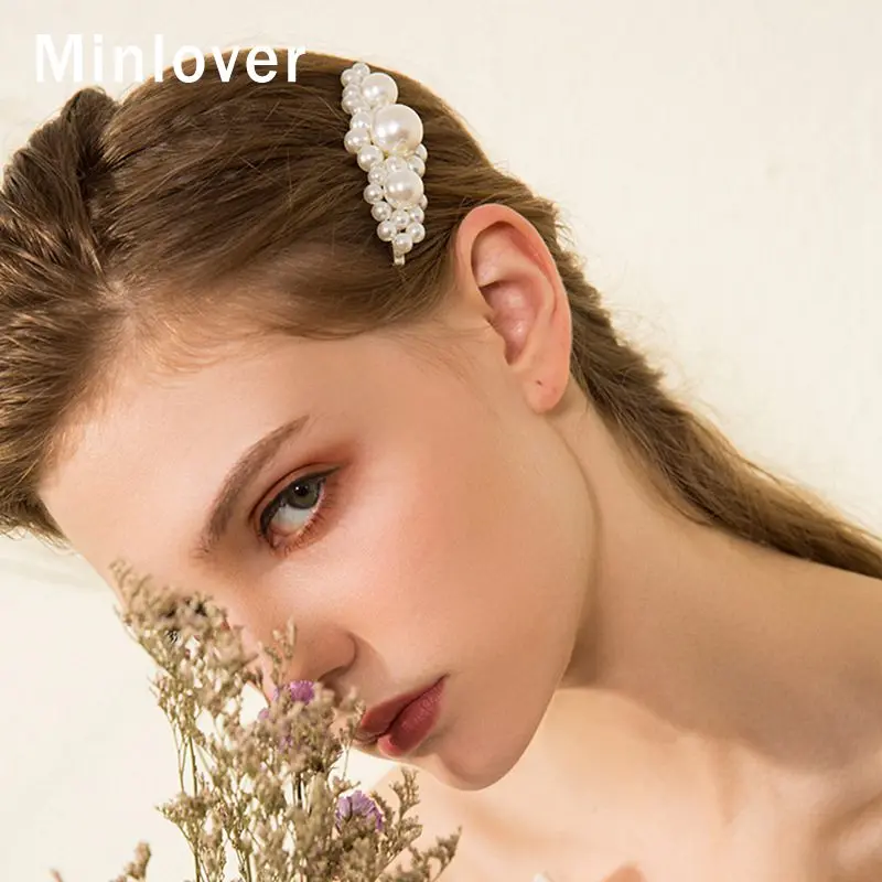 Женские заколки для волос Minlover с искусственным жемчугом простая заколка