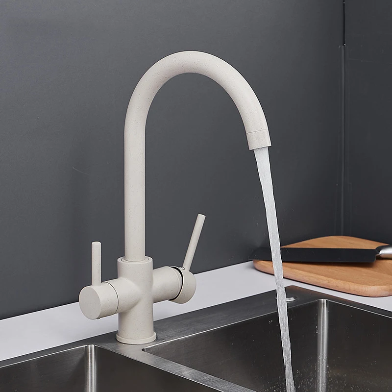 Senducs здоровый кухонный кран модный овсянка латунный для раковины двойная ручка