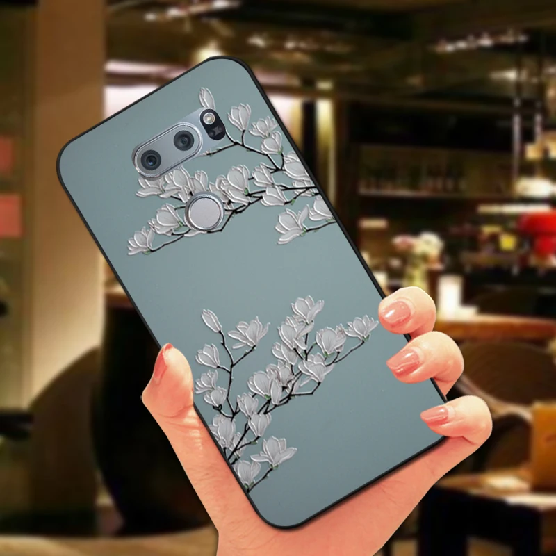 3D Рельефный цветочный чехол для LG Optimus G4 G4C G5 G6 роскошный мягкий черный с цветами