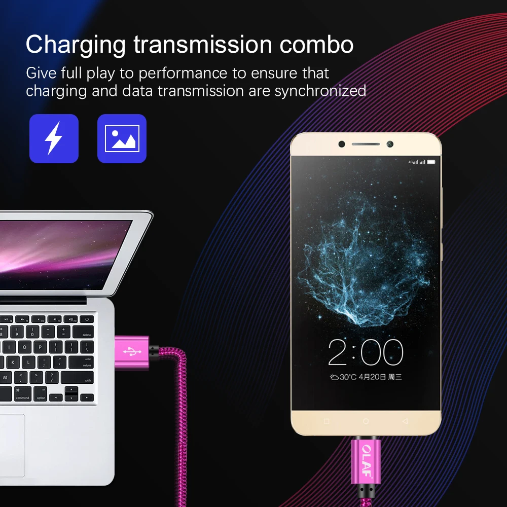 Кабель OLAF USB Type C кабель для быстрой зарядки и передачи данных Samsung S8 S9 Xiaomi pocophone f1