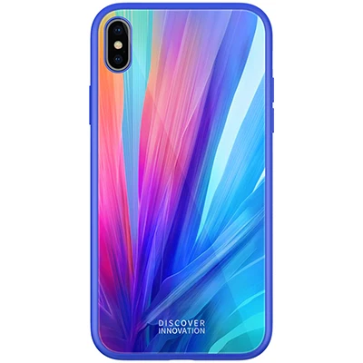 Чехол NILLKIN из закаленного материала в клетку для iphone XS Max X XR, мягкий ТПУ с краями+ задняя крышка из закаленного стекла, защитный чехол - Цвет: Синий