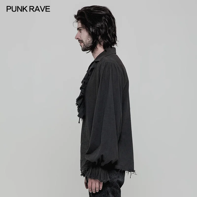 Панк RAVE Для мужчин рубашка стимпанк свободная версия блочек Drawstring дизайн