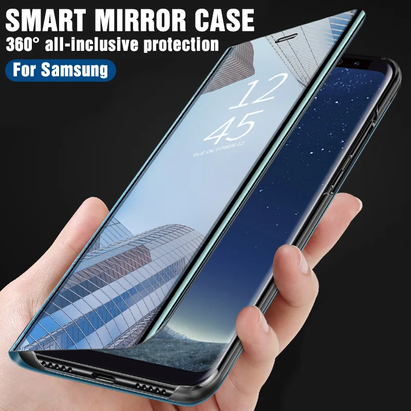 Умный зеркальный флип чехол для Samsung Galaxy S8 S9 A10 A20 A30 A50 A70 Прозрачный Plus S7