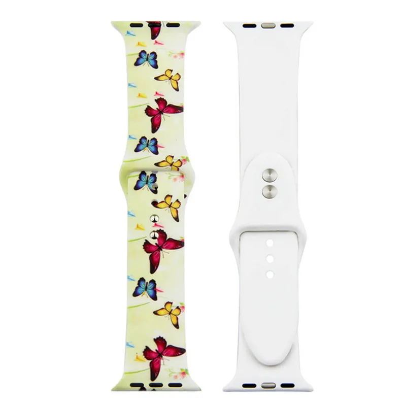 Спортивный ремешок для Apple Watch Band 4 44 мм 40 цветочный цветок мягкий силиконовый