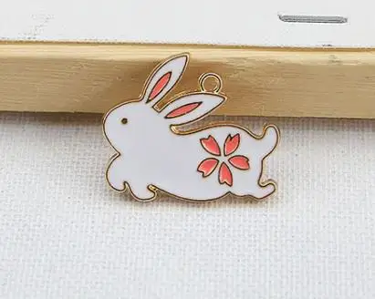 as shown MRHUANG 10 шт./упак. девушка кот Кролик цветок эмаль подвески DIY браслет ожерелье ювелирные изделия аксессуары ручной работы Япония - Окраска металла: as shown