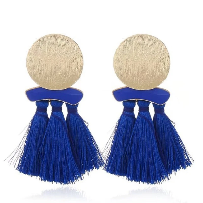 WXYZ Elegant Colorful Tassel Dangle Earring For Women Girls Drop Round Chip Accessories |