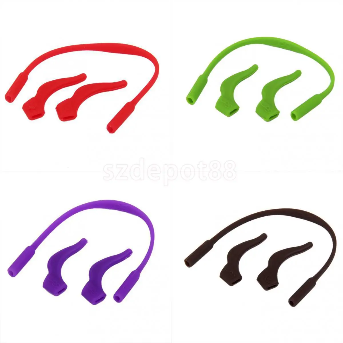 

4 Sets Kids Soft Silicone Eyeglasses Cord Holder & Ear Hook Temple Tips
