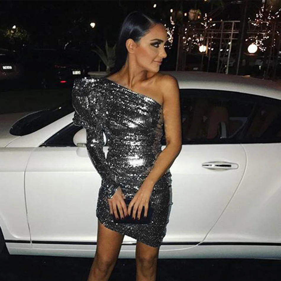 Seamyla Новое поступление 2019 блестками платье Vestidos с длинными рукавами сексуальное