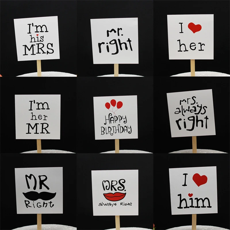 10 шт. DIY предложение показать любовь Mr Mrs торт мороженое кекс Picks выбор День