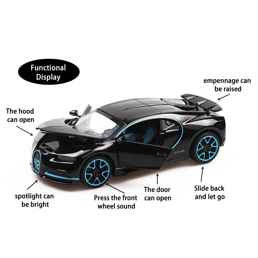 1:32 моделирование Bugatti Chiron Коллекция Модель игрушечный автомобиль из сплава литой металлический автомобиль игрушки для взрослых детей светильник со звуком