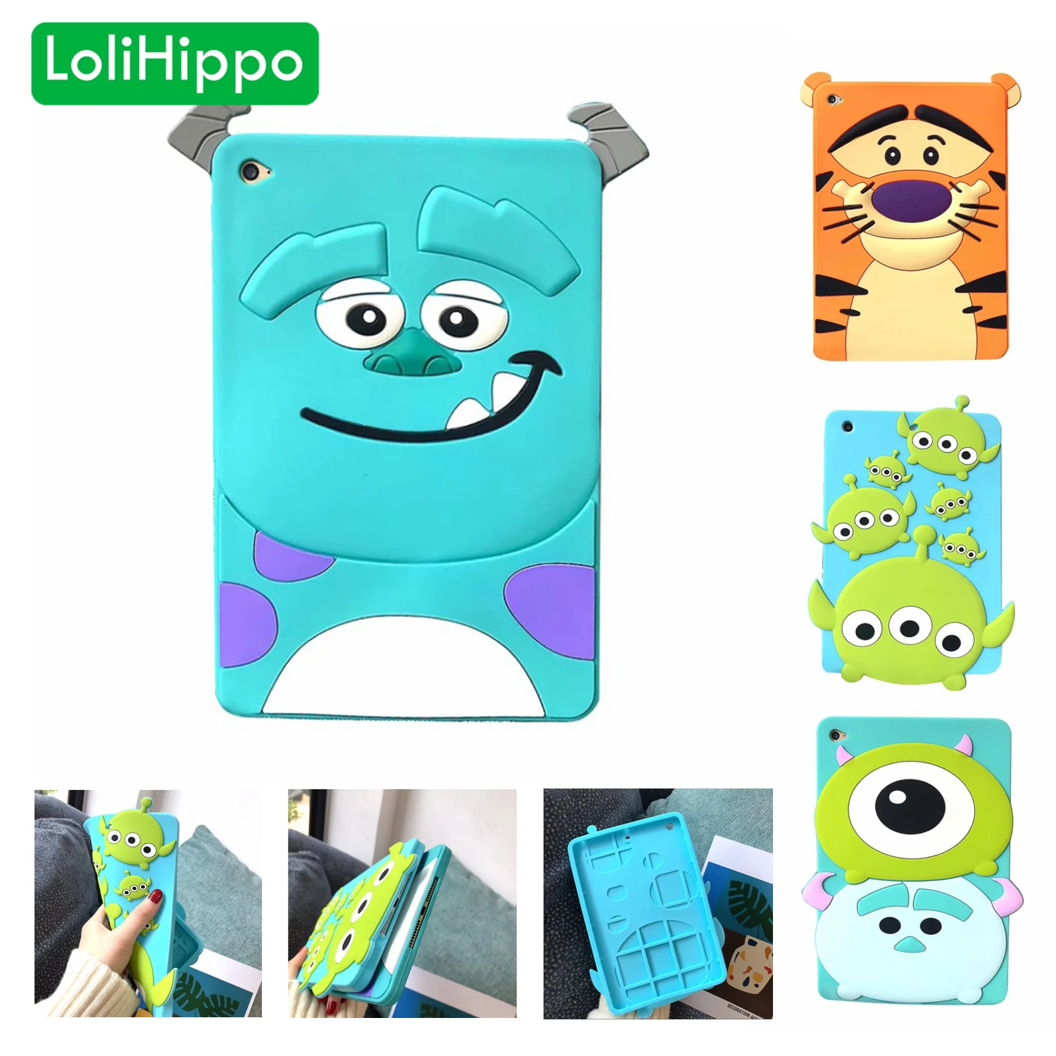 Lolihippo мультфильм планшет силиконовый чехол для Apple Ipad Mini 1 2 3 4 A1538 A1550 A1491 A1599 A1600 A1601
